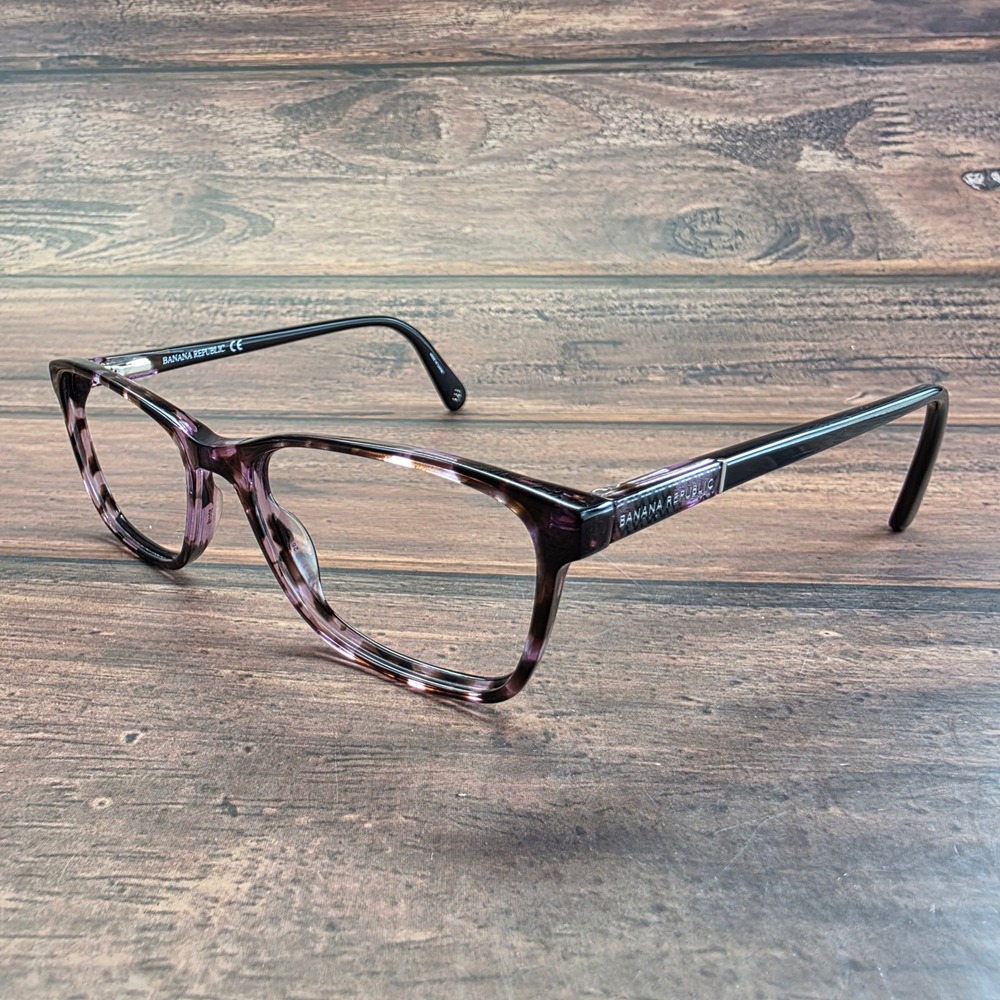 Banana Republic BR 207 HKZ Purple Tortoise Rectangular Eyeglasses 50-16-135